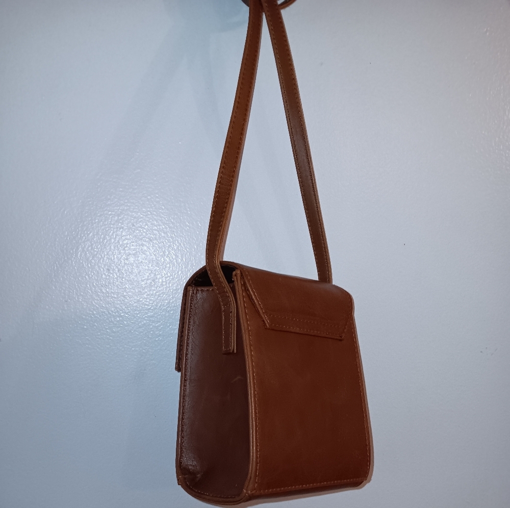 Brown Crossbody Bag Unique Rectangular Design Wit… - image 2